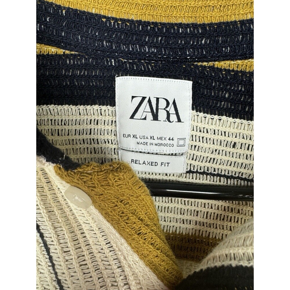 Striped Men's Shirt - Black, White, and Brown - Picture 3 of 5